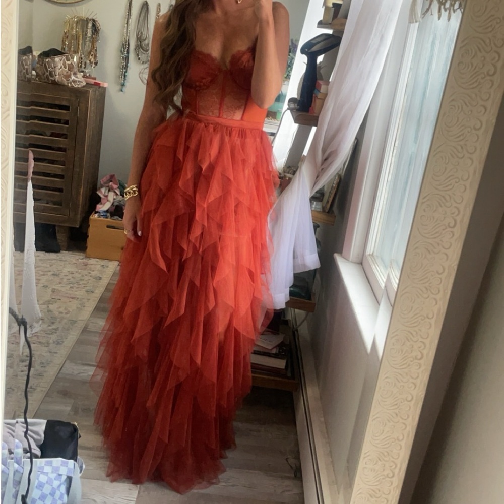 For Love of Lemons Rust Bustier Gown - SIZE SMALL